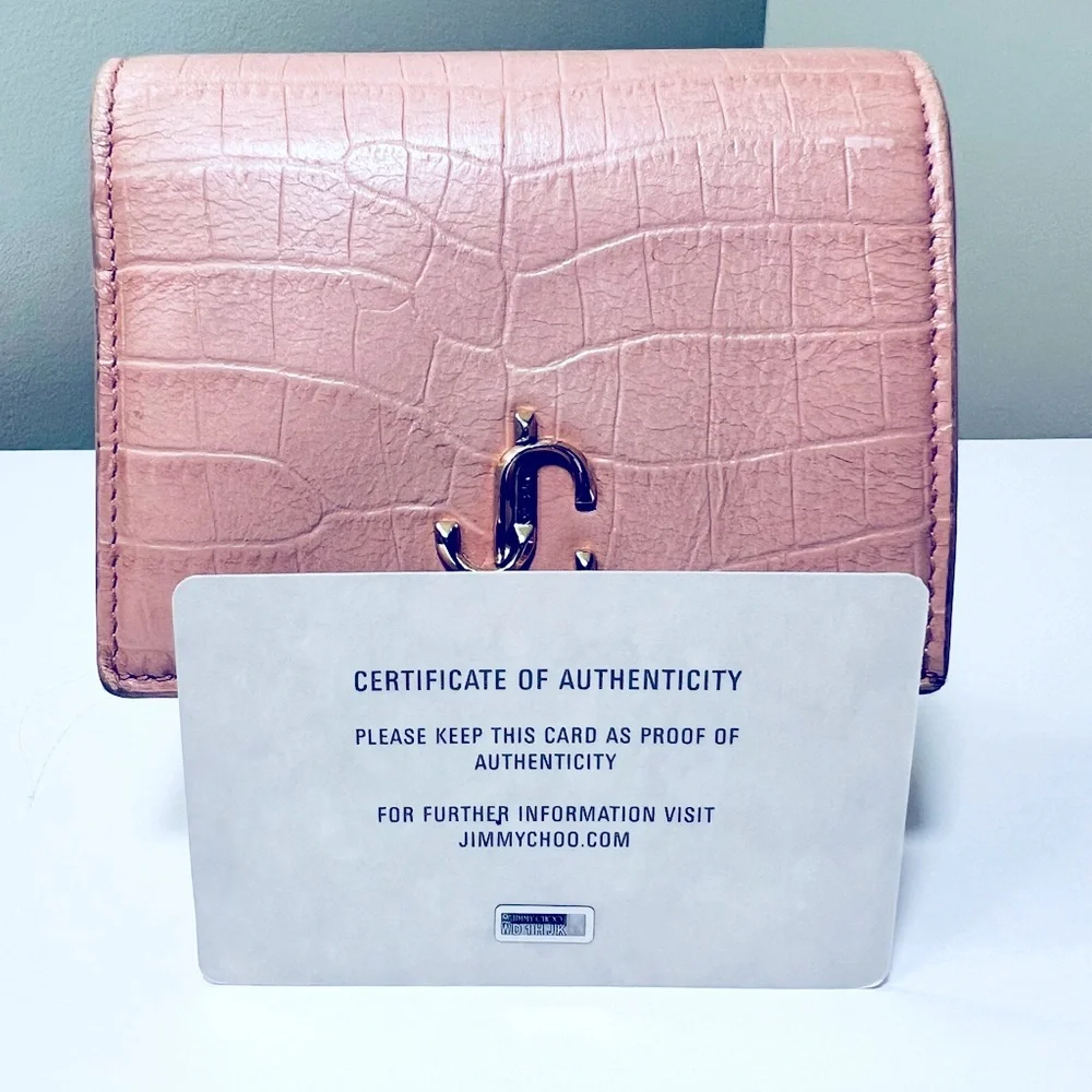 Jimmy Choo Blush Pink Croc-Embossed Wallet